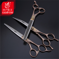 Fenice zestaw nożyczek dla psów proste i przerzedzenie i zakrzywione nożyczki do pielęgnacji zwierząt domowych zestawy Bichon Teddy Bomei Dog grooming nożyce zestaw narzędzi 4